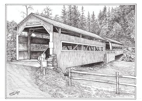 Covered Bridge Drawing At Explore Collection Of