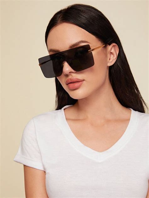 Flat Top Shield Sunglasses Shein Usa Sunglasses Glasses Fashion