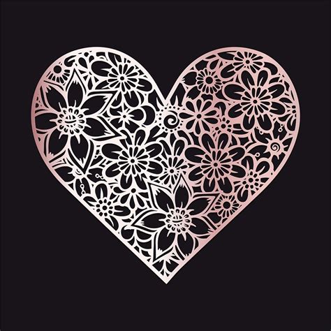 Laser Cut Engraving Floral Heart Dxf File Vector Free Laser Cutting