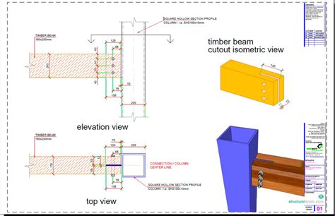 Timber Beam To Shs Steel Column Simple Connection Structuraldetails Store