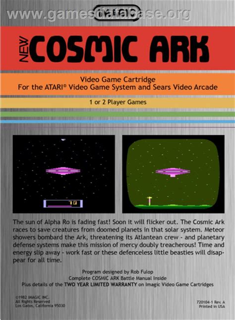 Cosmic Ark Atari 2600 Artwork Box Back