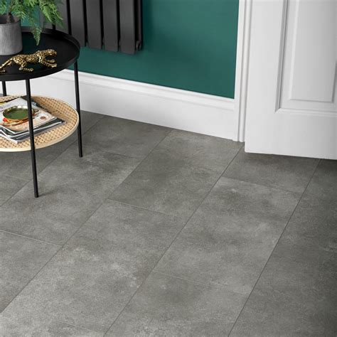Cement Effect Grey Tile Luxury Click Vinyl Flooring 5mm Tiles247