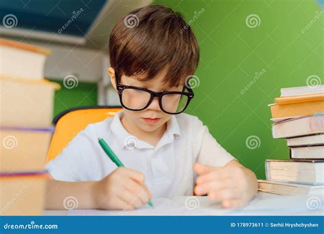 Child Doing Homework At Home Kids Study And Learn Preschooler Kid