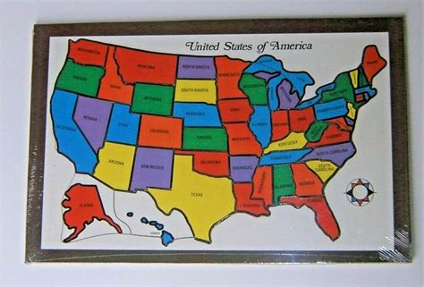 Vintage Map Of The United States Wooden Puzzle Homeschooling Unbranded