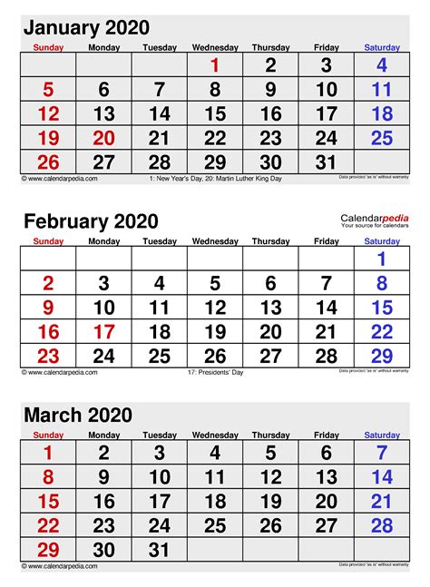 February 2020 Calendar Templates For Word Excel And Pdf