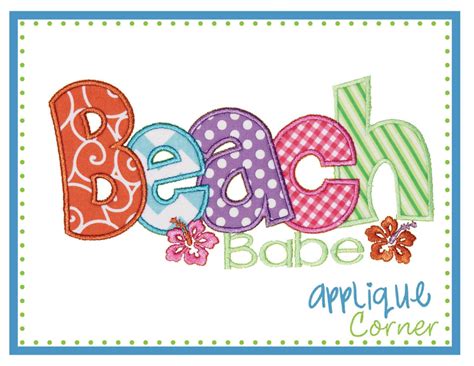 Beach Babe Applique Digital Design For By Appliquecornerdesign 400 Applique Designs