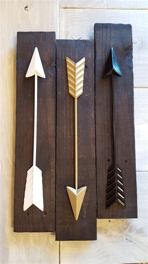 3 Metal Arrows On Reclaimed Wood Arrow Wall Decor Gallery Wall