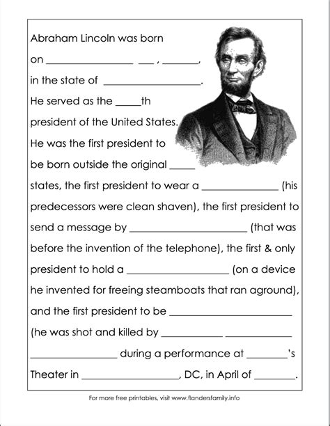 Free Printable Abraham Lincoln Worksheets