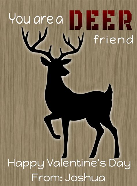Hunter Valentine Card Template Deer Valentines Cards For Kids Etsyde
