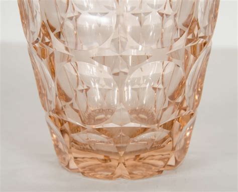 Art Deco Pale Pink Glass Vase With Concentric Circle Design At 1stdibs