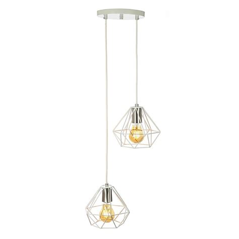 Lustre Pendente Luminária Diamante Aramado Duplo Branco Elo7