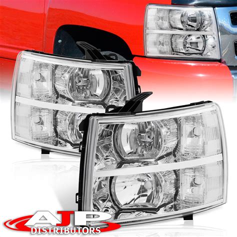 Chrome Clear Replacement Headlights Lamps For 07 13 Chevy Silverado