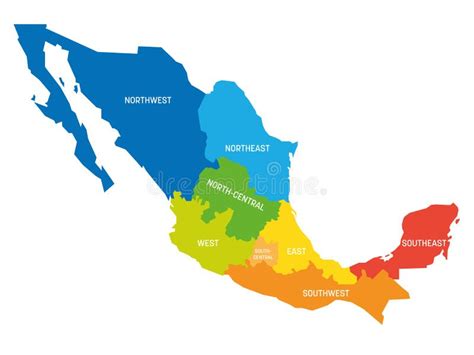 Mexico Map Of Regions Stock Vector Illustration Of Mexico 206474476