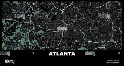 Atlanta Map Vector Map Of Atlanta City Area Poster With Street Water