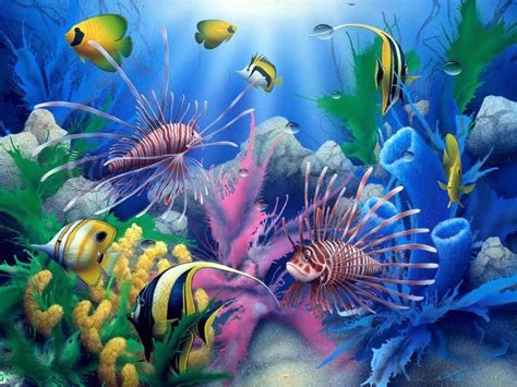 949 Tropical Fish Coral Reef Angel Puffer Fish Home