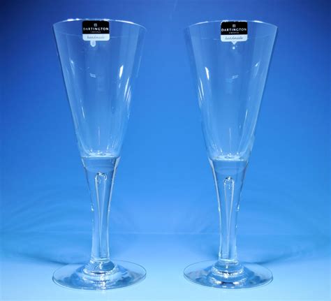 Dartington 2 ‘sharon Flute Champagne Glasses 250mm Pair Michael Virden Glass