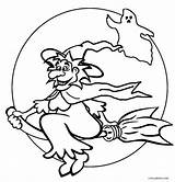 Witch Coloring Printable Flying Cool2bkids Halloween Printables Hat sketch template