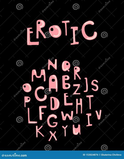 Erotic Hand Drawn Vector Illustration Alphabet Font Style Pink Skin Color On Black Background