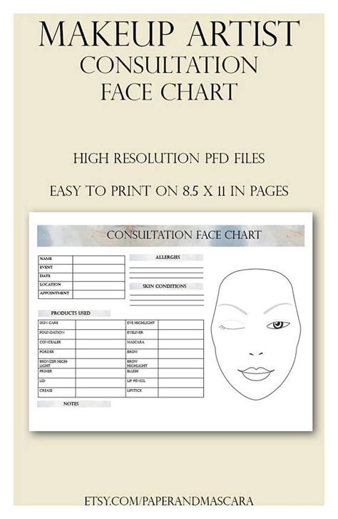 Makeup Artist Consultation Face Chart Freelance Makeup Artist Forms