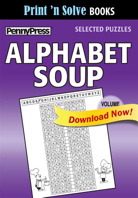 Print ‘n Solve Books Alphabet Soup Penny Dell Puzzles