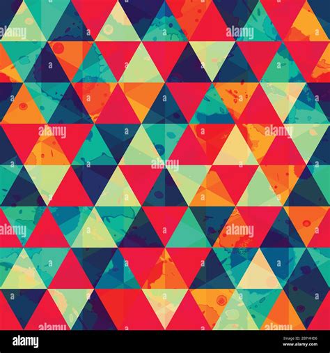 Colored Triangle Seamless Pattern With Blot Effect Stock Vector Image