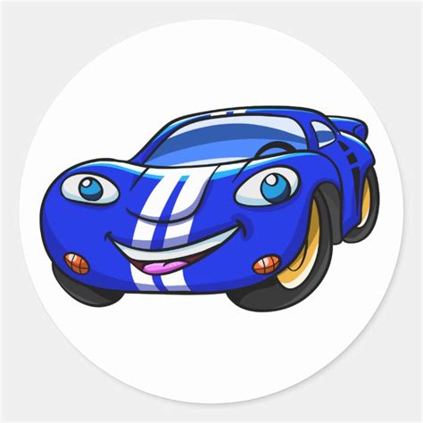 Supercar Blue Car Car Racing Classic Round Sticker