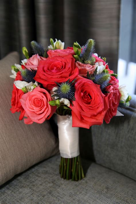 Navy And Coral Bridal Bouquet Bridal Bouquet Coral