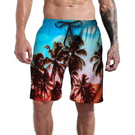 Goodstoworld Mens Hawaiian Swim Trunks Vacation Beach Theme Pineapple Bathing Suit Cool