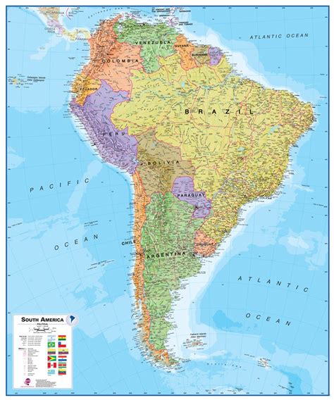 Wall Map Of South America Large Laminated Political Map