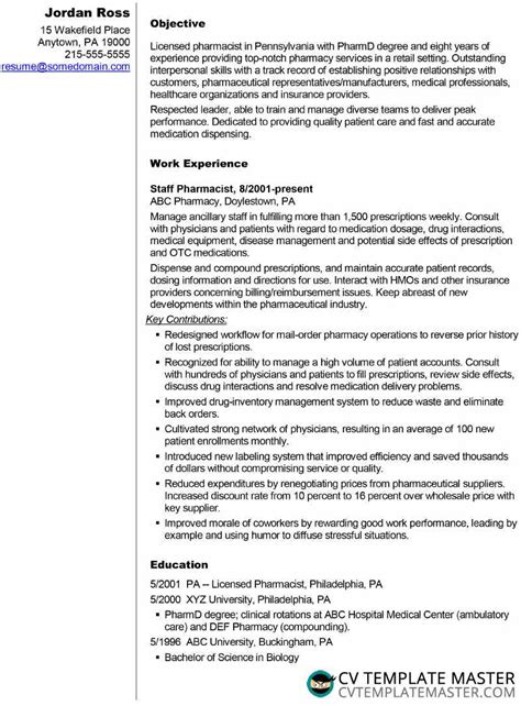 This document differs from a resume because it is longer and more detailed, offering. Pharmacist Resume Sample | louiesportsmouth.com