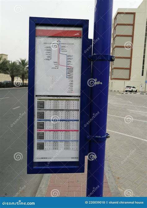 Bus Time Schedule in a Bus Stop in Dubai Stock Photo - Image of united