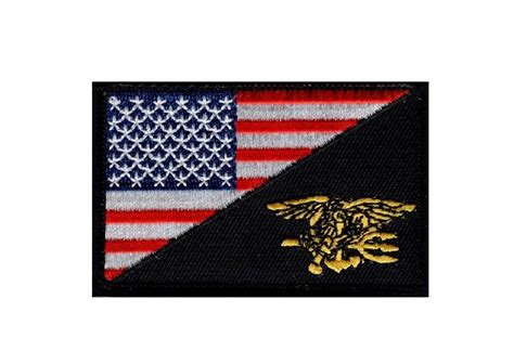 American Flag Navy Seal Trident Patch Embroidered Hook Miltacusa