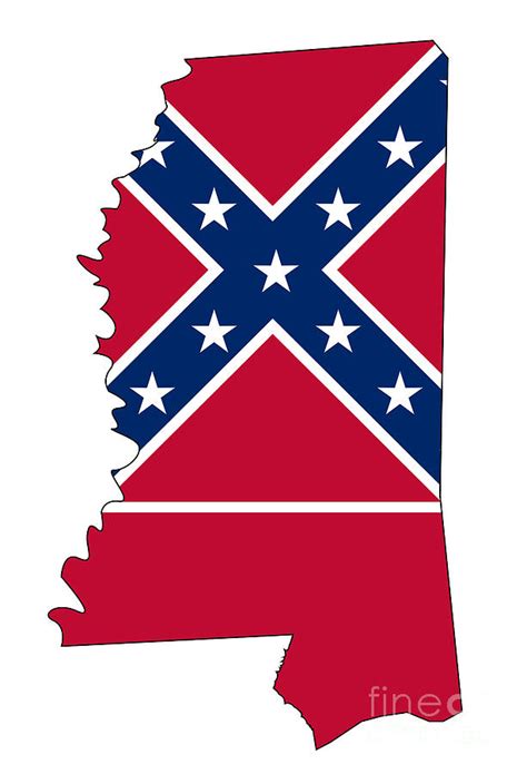 Mississippi State Map Outline And Flag Digital Art By Bigalbaloo Stock