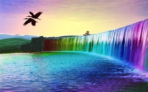 Wonderful 3d Colourful Waterfall Hd Wallpaper Wallpaper Download