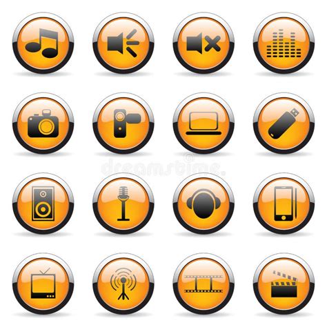 Vector Orange Buttons Stock Vector Illustration Of Media 13126300