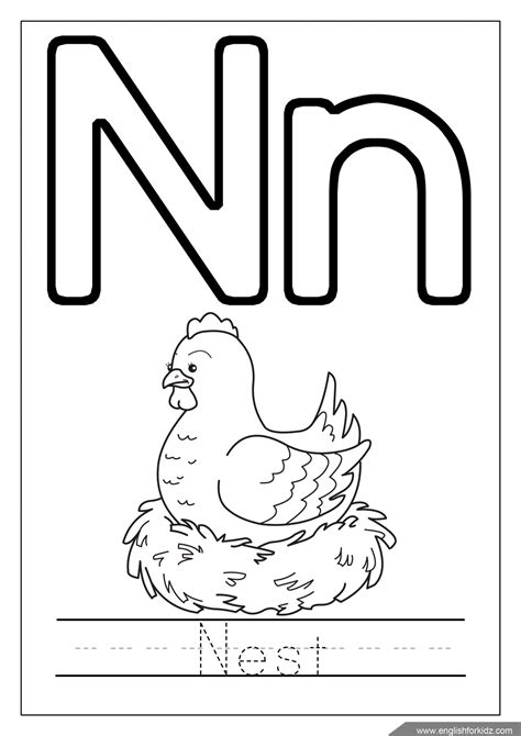 Coloring Pages Letter N Nest Coloring Pages