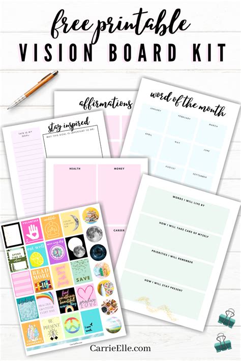 Vision Board Words Free Vision Board Vision Board Template Vision