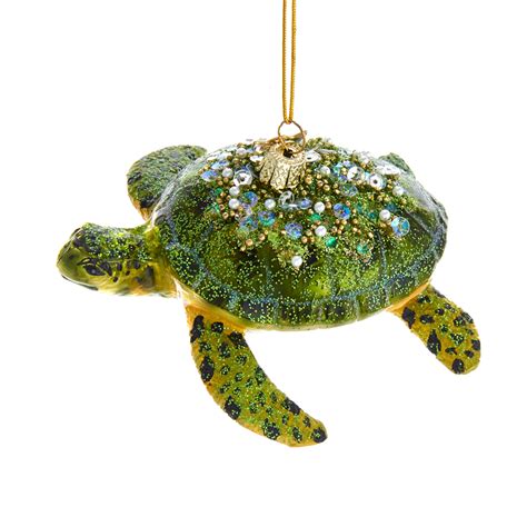 Noble Gems Green Sea Turtle Encrusted Christmas Holiday Ornament
