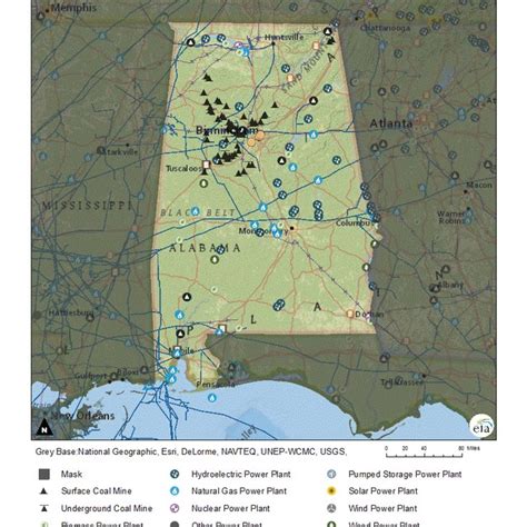 Alabama With Surface Coal Mines Marked As Black Triangles The Area Of