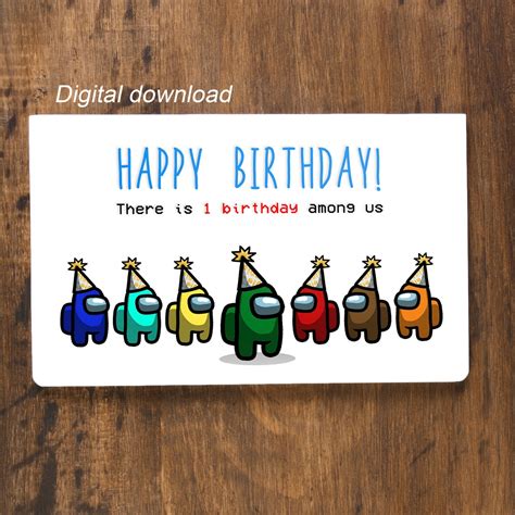 Birthday Card With Among Us Characters Printable Digital Etsy