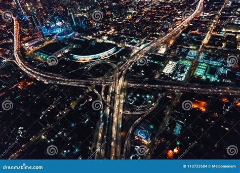 Aerial View Of A Massive Highway In Los Angeles Stock Photo Image Of