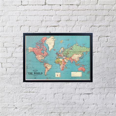 push pin world map framed map