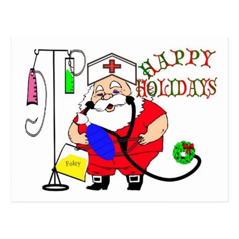 Happy Holidays Santa Nurse Postcard Zazzle