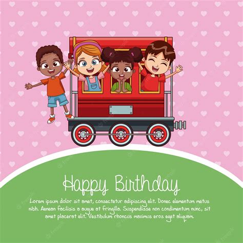 Premium Vector Happy Birthday Train Cartoon