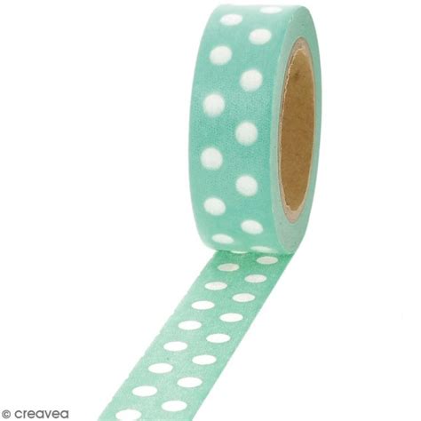 masking tape pois blancs sur fond bleu pastel 1 5 cm x 10 m masking tape à motif creavea
