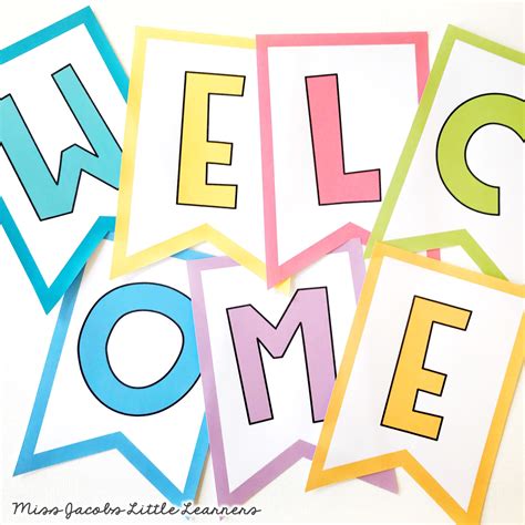 Editable Bunting Letters And Welcome Banner Happy Rainbow Hues