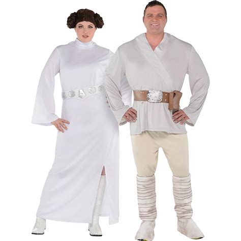 Adult Luke Skywalker And Princess Leia Couples Costumes Plus Size Star