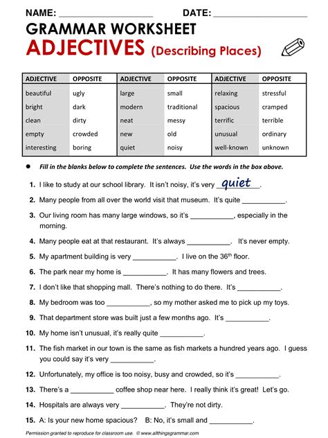 Adjectives To Describe Things Worksheet Triply