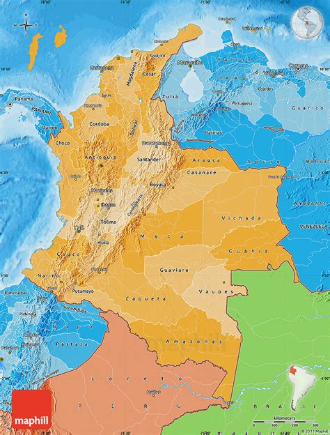 Political Shades Map Of Colombia