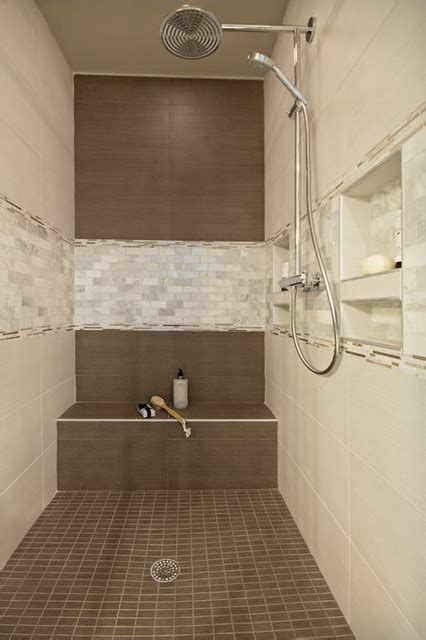 If your answer is yes, you could get some inspiration from this beautiful bathroom. Brown and cream tile shower with Mother of Pearl accent ...